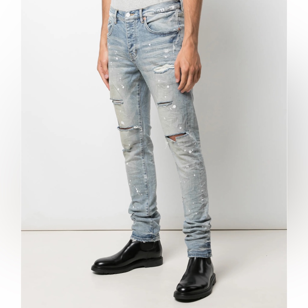 Purple Brand P001 Paint Splatter Slim-Fit Jeans